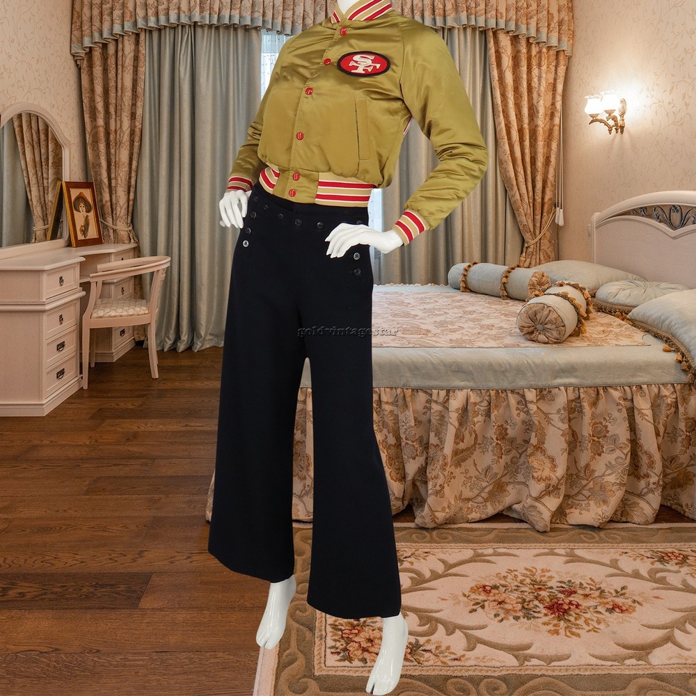 Pantalones marineros de lana vintage USN acampanados náuticos 29