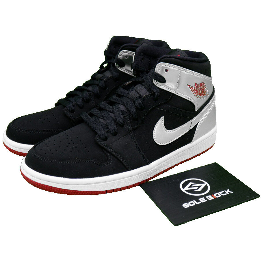 Jordan 1 Mid Black Metallic Silver - 554724-057
