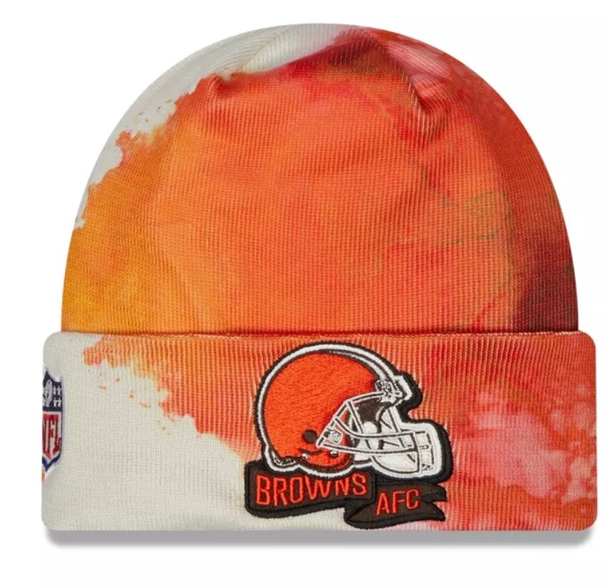 NEW ERA Cleveland Browns NFL Sideline Ink Knit Beanie Cap Orange NWT