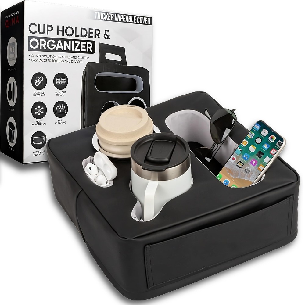 5-in-1 Non-Slip Faux Leather Couch Cup Holder Snack Tray Organizer