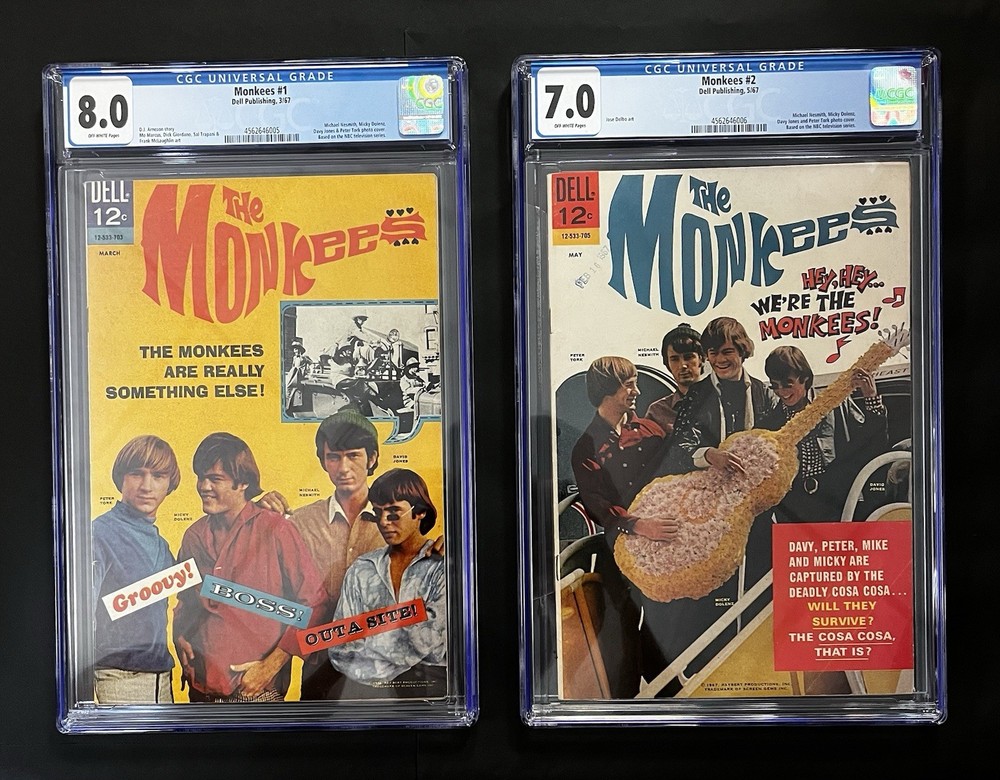 The Monkees No.1 ,No.2 Cgc Graded (dell Publishing) (1967) Bundle Ships Fast