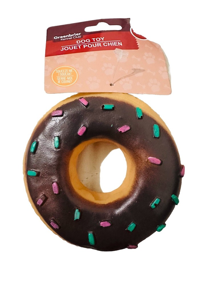 Brand new Squeak Vinyl Dog Toy. Crafted from high quality Vinyl-Donut Dogs