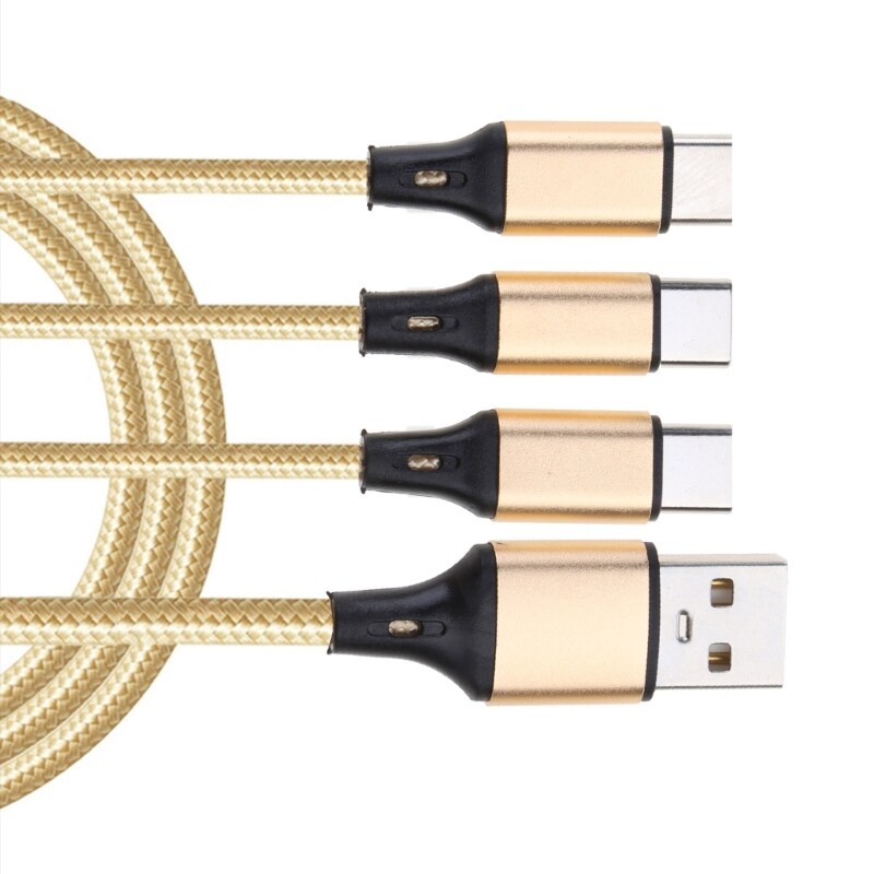 USB 2.0 Type A to Triple Type C Male Charging Cable