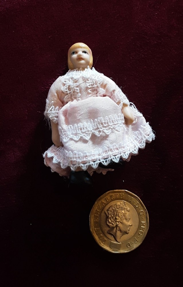 Tiny Porcelain Doll for Dollhouses – Miniature Collectible Figurine