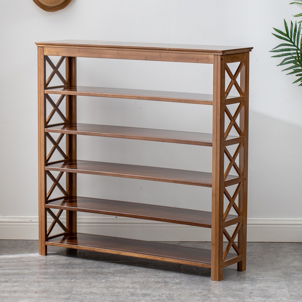 6-Tier Bamboo Shoe Rack Organizer Holds 20 Pairs Entryway Storage Shelf
