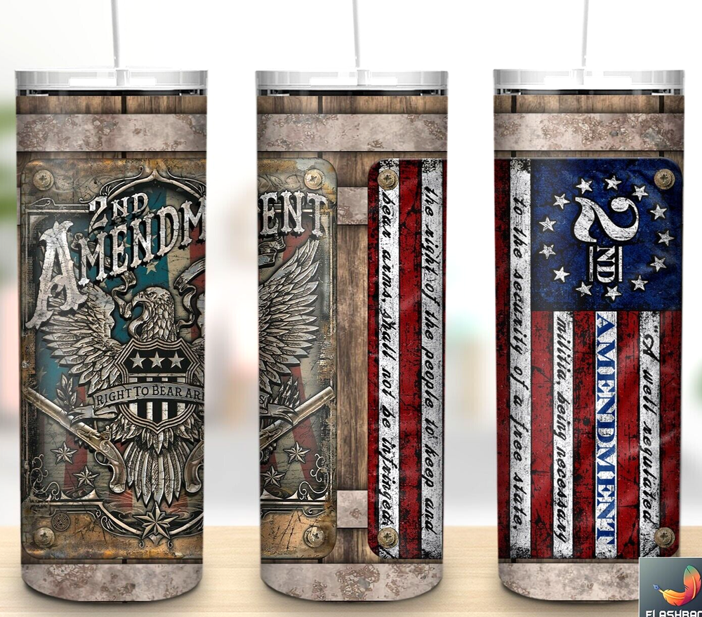 Fathers Day 2nd Amendment Multicolor 20oz Insulated Tumbler Lid Clear Straw New-image