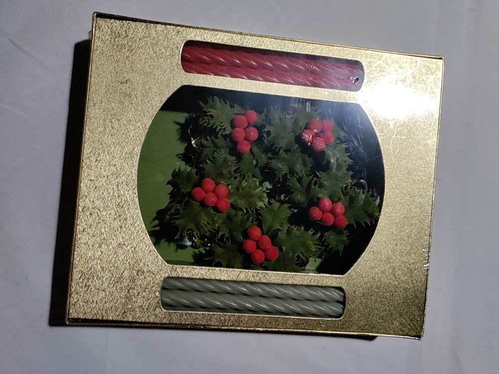 Mini holiday Taper Candle Holder in box & candles Colonial Candle Cape Cod