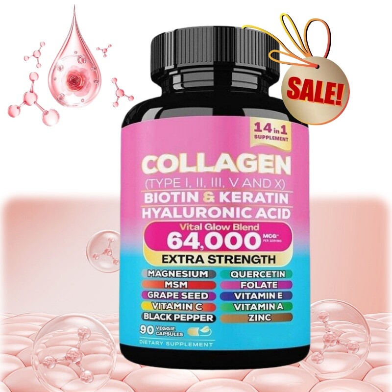 Collagen Pills Peptides Types I, II, III, V&X MCG Biotin Keratin Hyaluronic