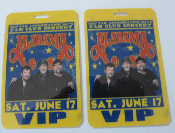 Alabama Fan Club Concert June 17 2017 Tour VIP Backstage Pass Laminate D10