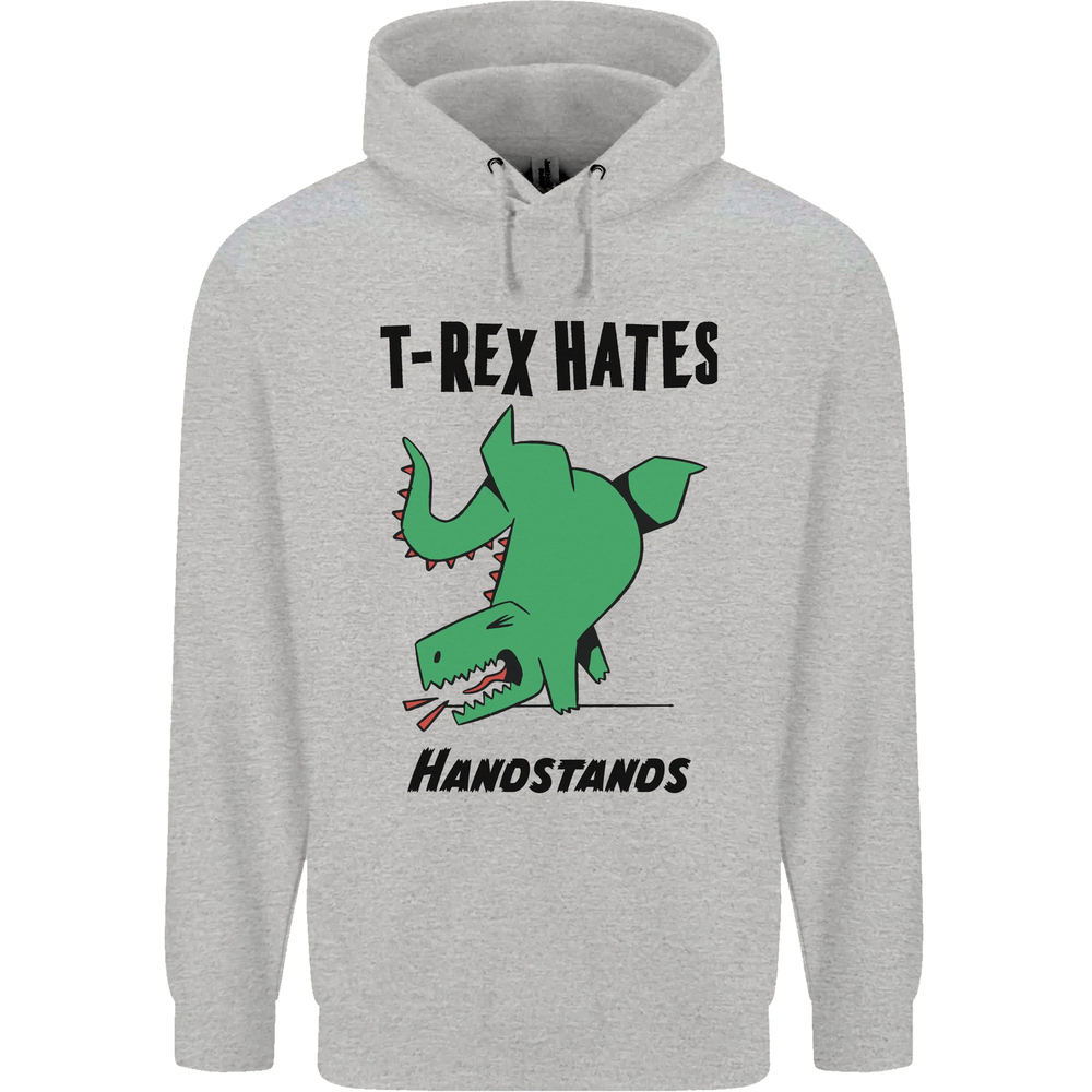 T-Rex Hates Handstands Funny Dinosaurs Mens 80% Cotton Hoodie