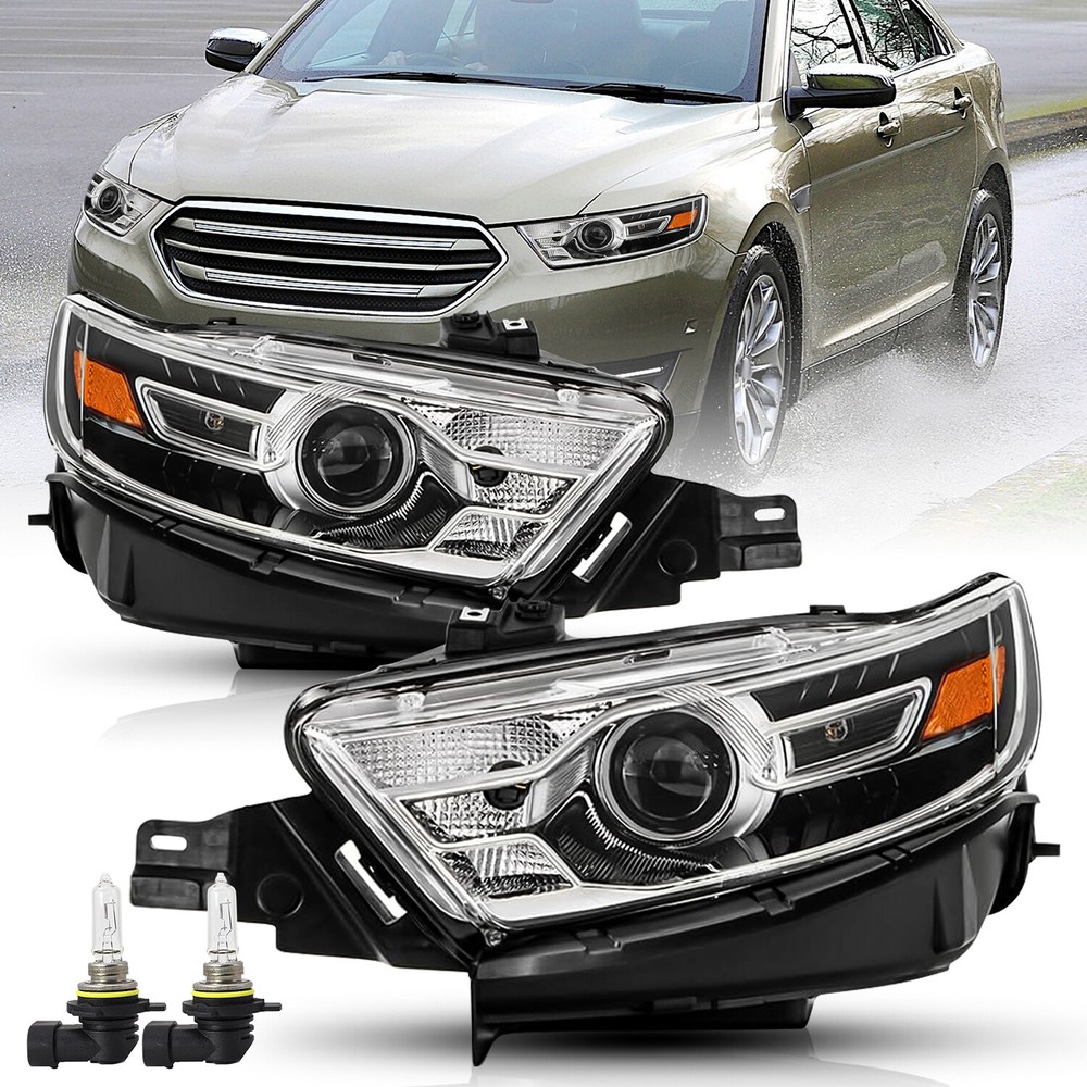 Halogen Headlight For 2016-2019 Ford Taurus w/ Black Trim Projector  Headlamp