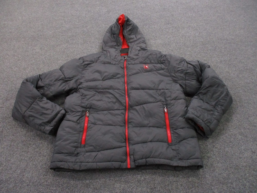 Spyder Jacket Mens M Gray Puffer Outdoors Hiking Quilted Logo Bomber
