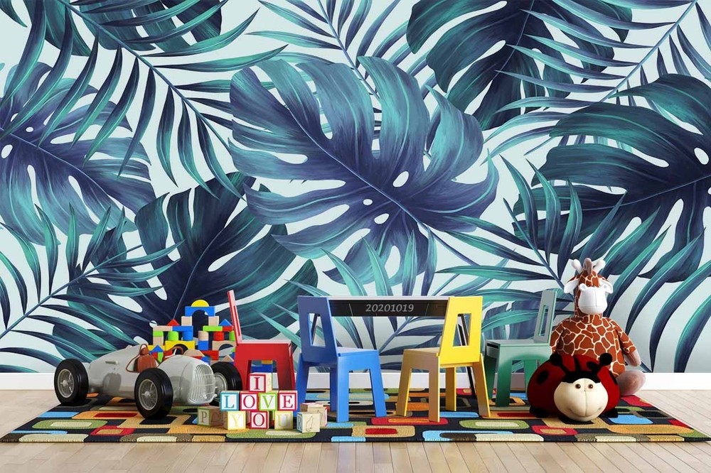 3D Green Leaves Watercolor Wall Murals Wallpaper Murals Wall Sticker