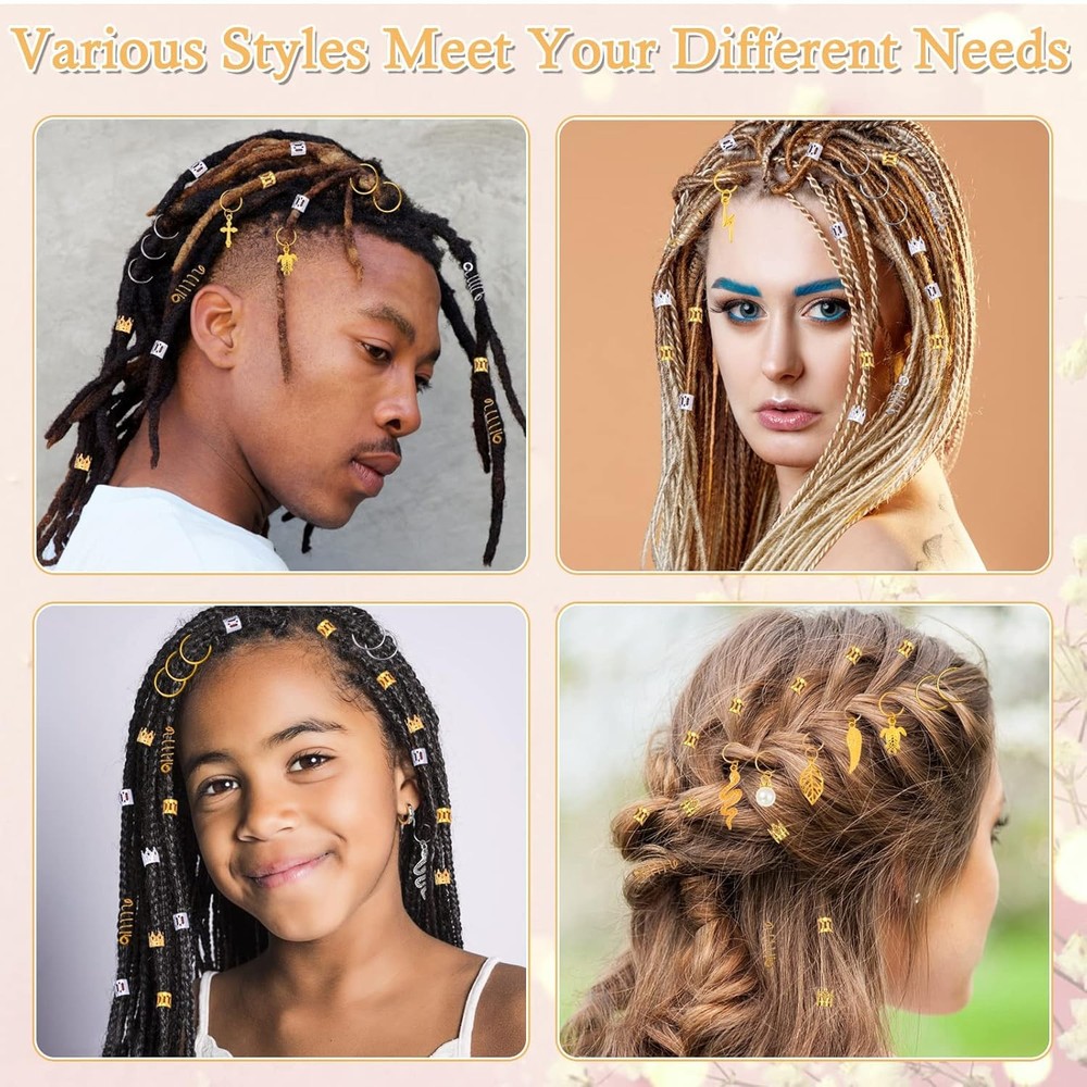 294Pcs Hair Jewelry for Braids Loc Jewelry for Hair Dreadlocks, Braid Accessorie