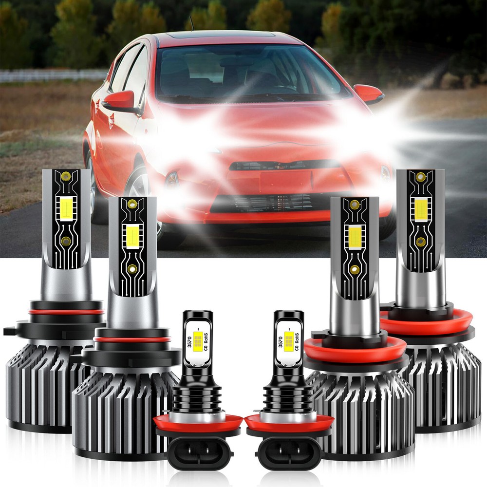 2010-2015 Toyota Prius 6x LED High Low Beam Fog Light Bulb Kit