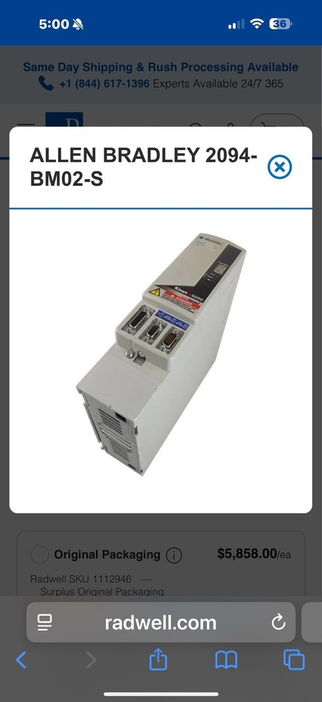 Lot of 2 ALLEN-BRADLEY 2094-BM02-S KINETIX 6000 SERVO DRIVE 9A AXIS MODULE SER B