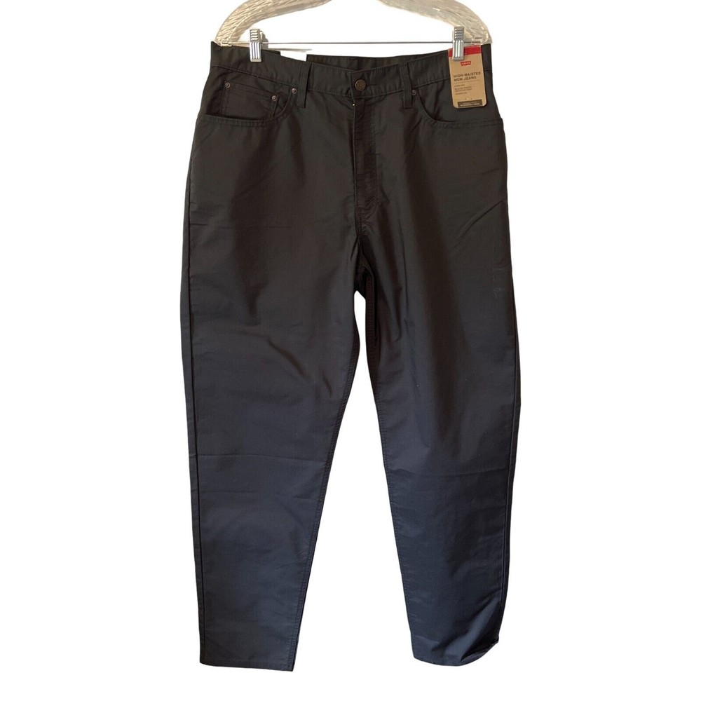 Levis Womens High Rise Mom Jeans Size 33 Black Twill Straight Leg with Pockets  