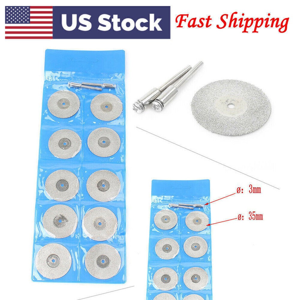 10pcs 35mm Diamond Cutting Wheels Rotary Tool Die Grinder Metal Cut Off Disc US