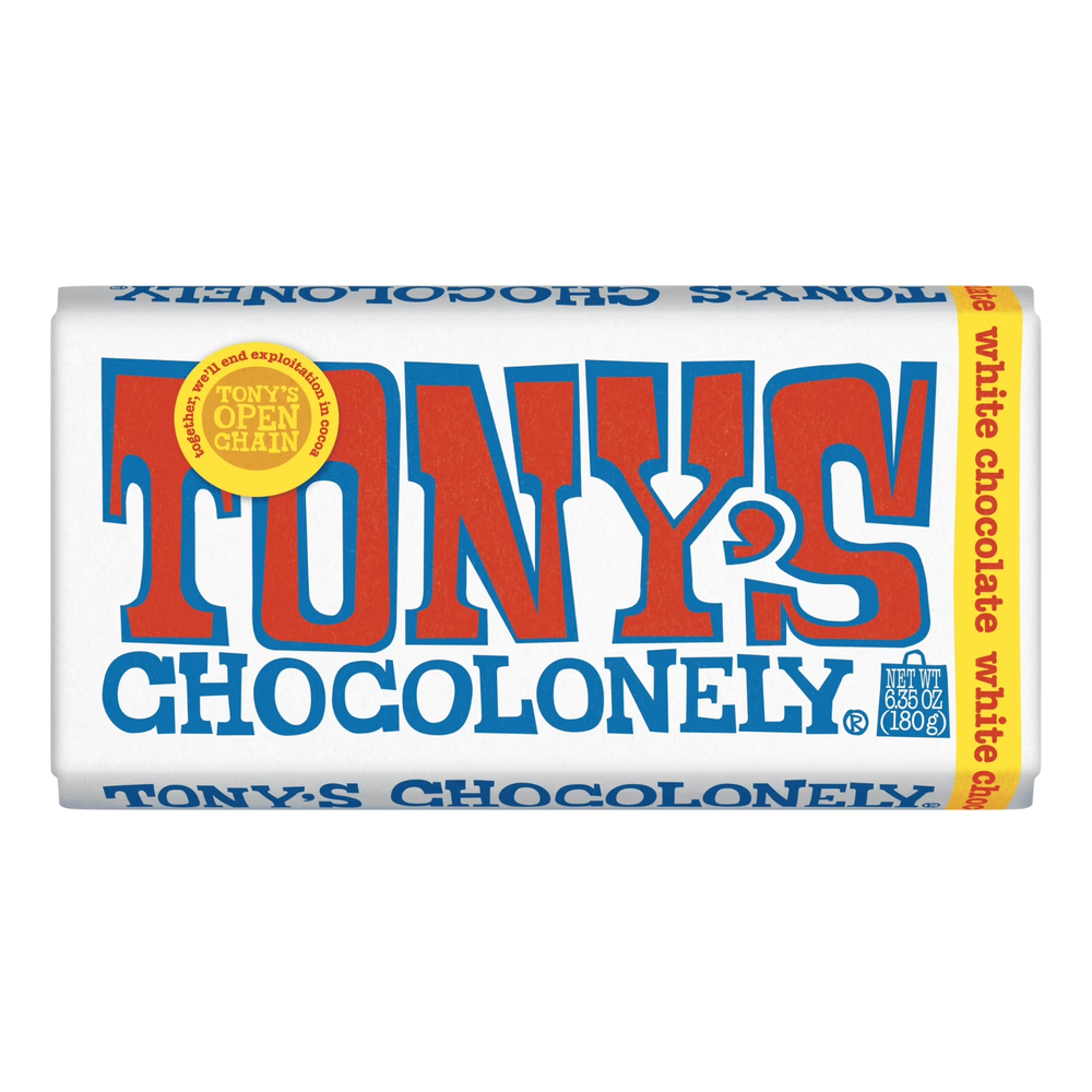 (Oh Baby!)Tony's Chocolonely White Chocolate Bar 6.35 oz, Free Shipping (1 Bar)