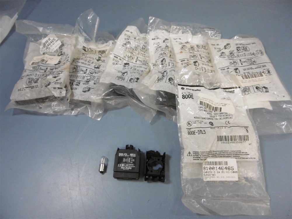 Sealed Lot Of 7 Allen Bradley 800E-3TL5 Transformer Module With Latch & Lamp