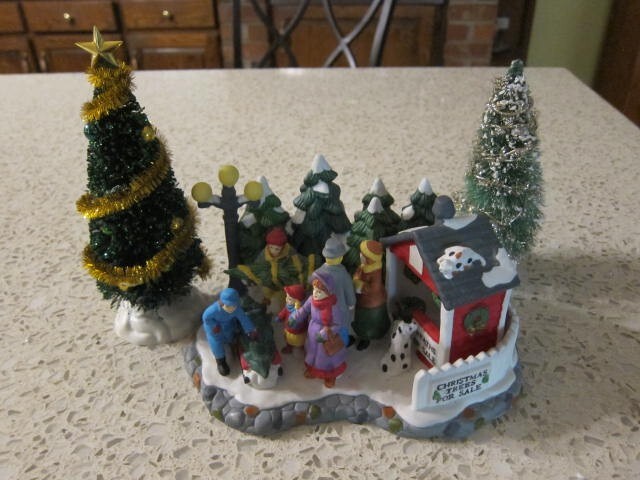 Vintage Burberry Village “Trees For Sale” Porcelain Christmas Collectible-image