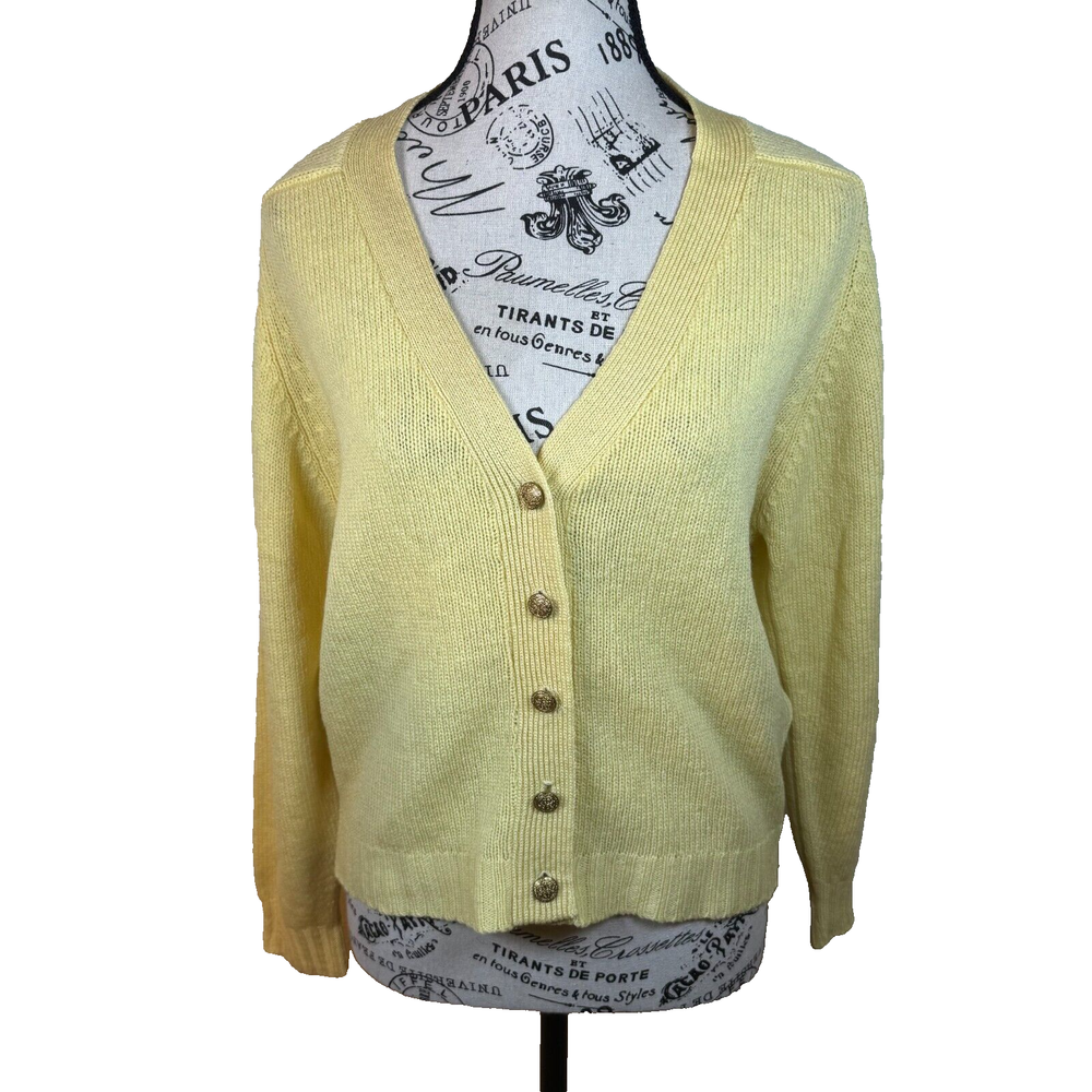 Vintage Pendleton Yellow Wool Button Cardigan Women's Size M Knit Sweater