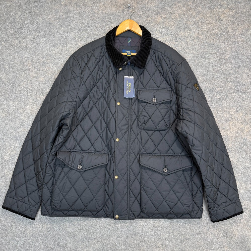 Polo Ralph Lauren Beaton Quilted Jacket Mens 2XB Insulated Ribbed Hems Black NEW