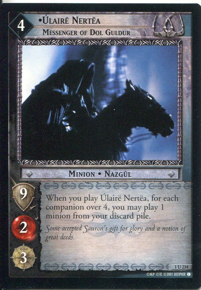 ロードオブザリングCCG FotRカード1.U234 Ulaire Nertea Messenger Of Dol Guldur