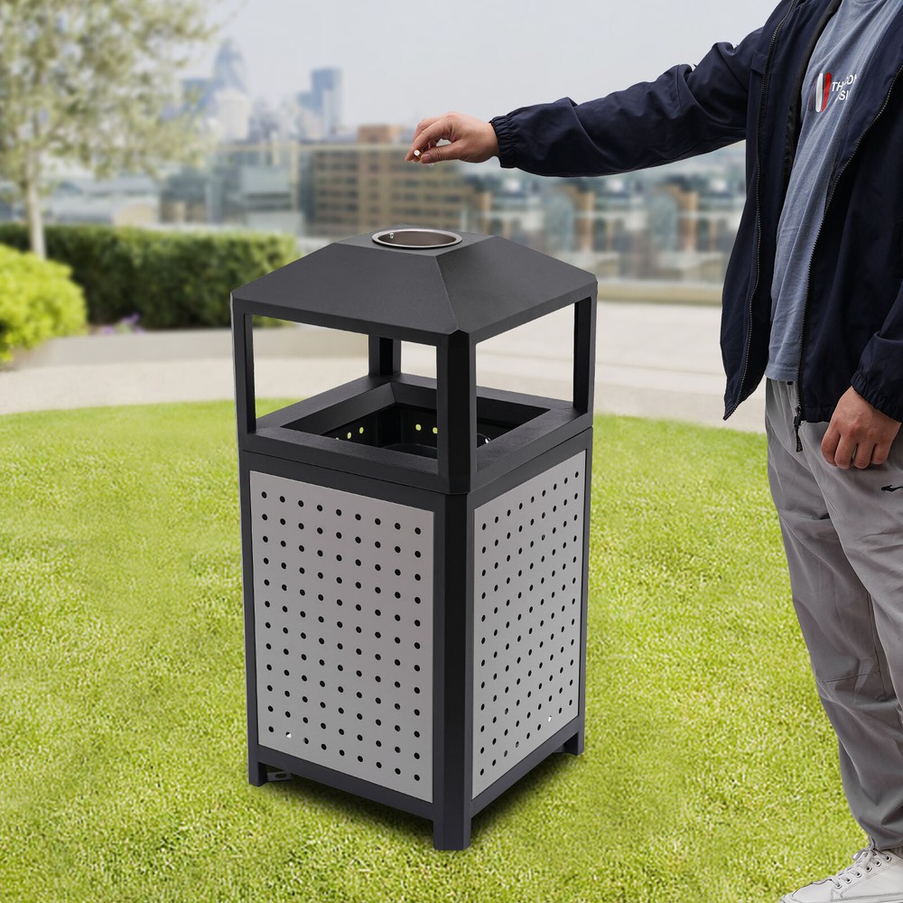 15 Gal Commercial Waste Container Outdoor Trash Can Garbage Enclosure Gray NEW