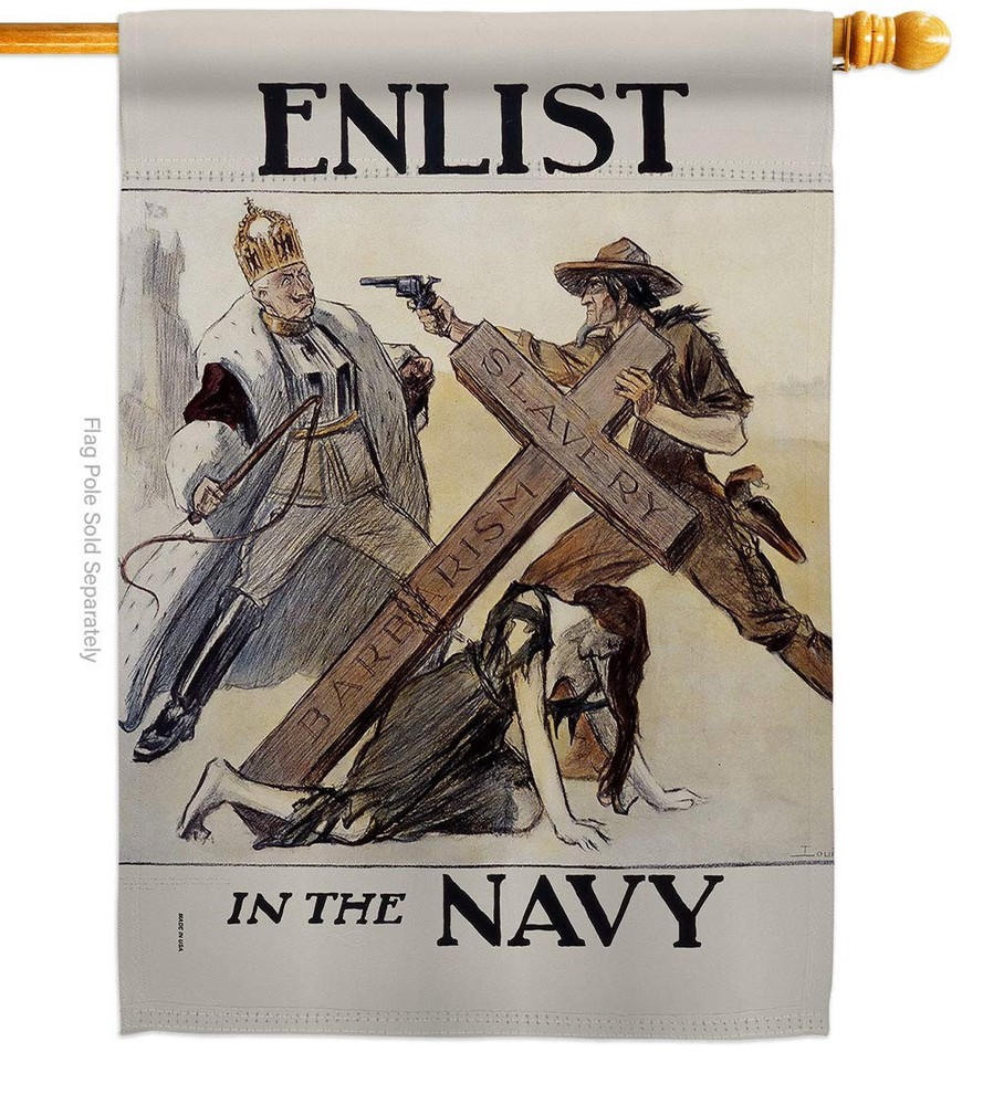 Slavery Barbarism House Flag Armed Forces Navy USN Seabee United State Americ...