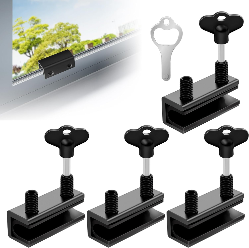 Sliding Window Door Lock 4-Pack with Key for Vertical Security