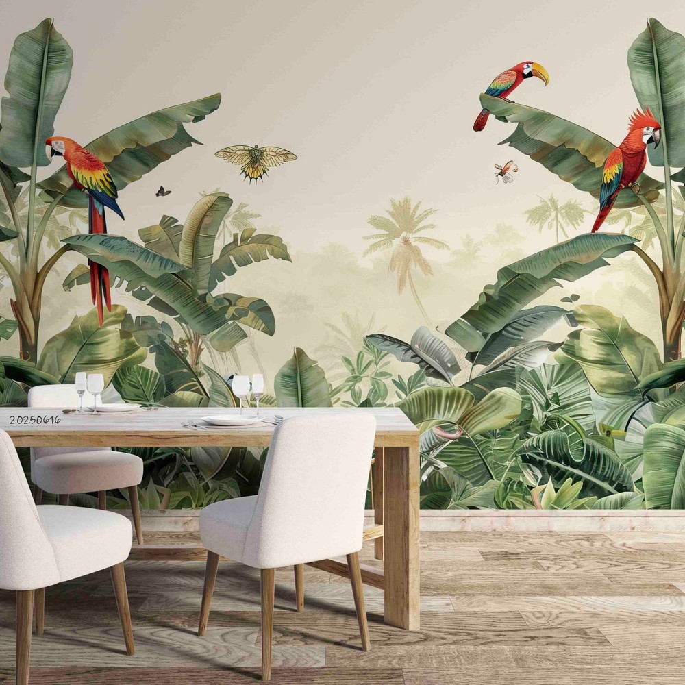 3D Tropical Jungle Parrot Illustration Wall Murals Wallpaper Murals Wall Sticker