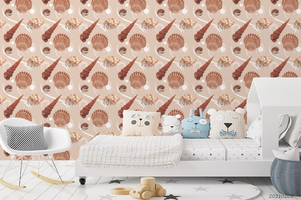 3D Conch Watercolor Pattern Wall Murals Wallpaper Murals Wall Sticker