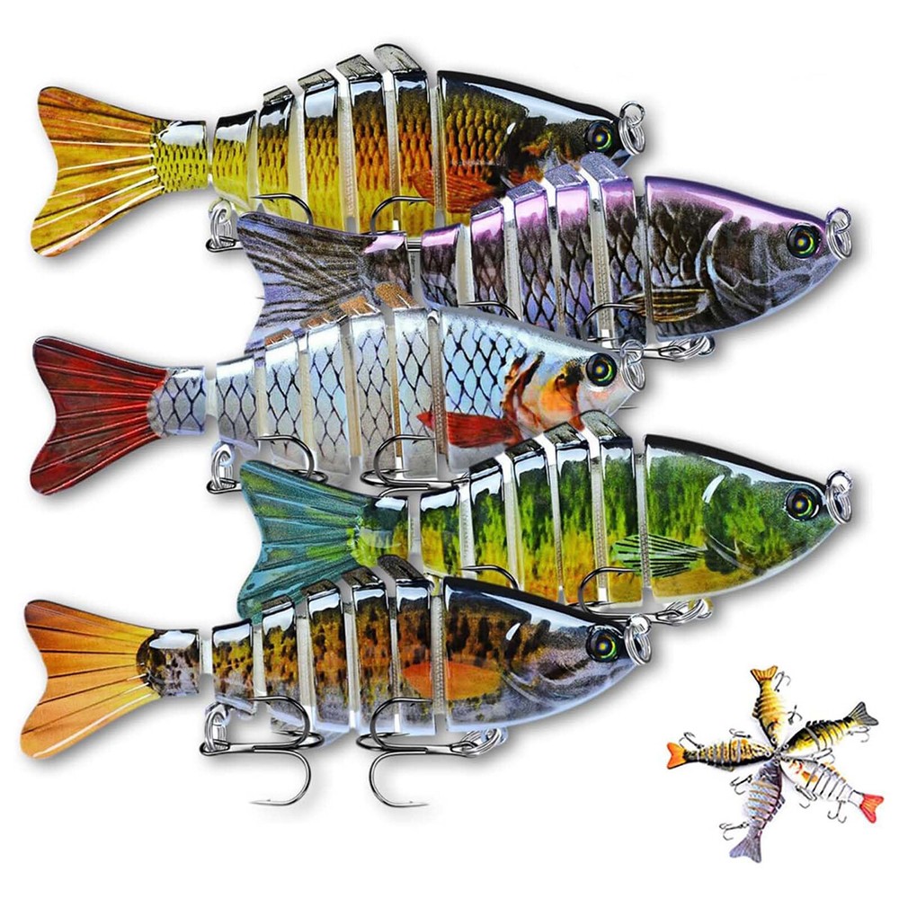 5PCS Box Multi Jointed Fishing Lures Swimbait Hard Bait Crankbaits 6 Segment USA
