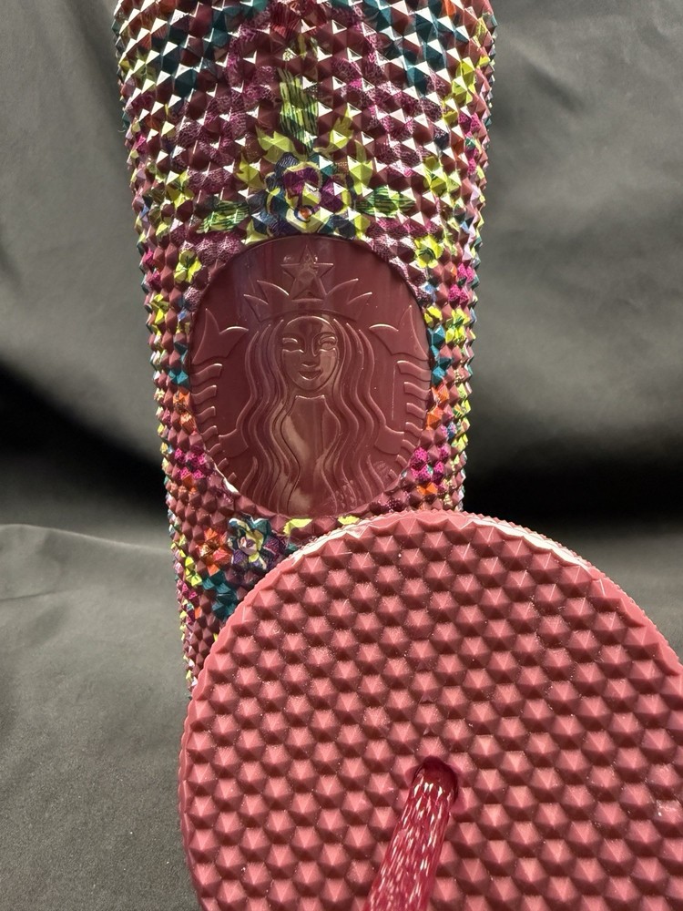 Starbucks Fall 2025 Studded Floral Print Bling 24 oz Cold Cup Tumbler Brand New