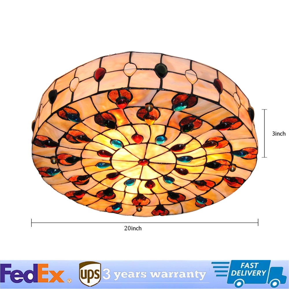 Tiffany Style Stained Glass Peacock Ceiling Light Fixture Flush Mount Lamp?