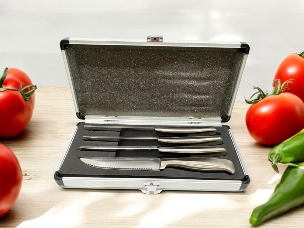 4 Piece Stainless Steel 9.5” Melrose CulinArt Cutlery Steak Knife Set New n Case