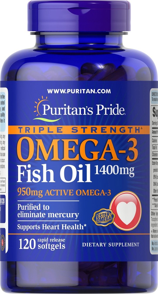 Triple Strength Omega-3 Fish Oil 1360 mg (950 mg Active Omega-3)-120 Softgels