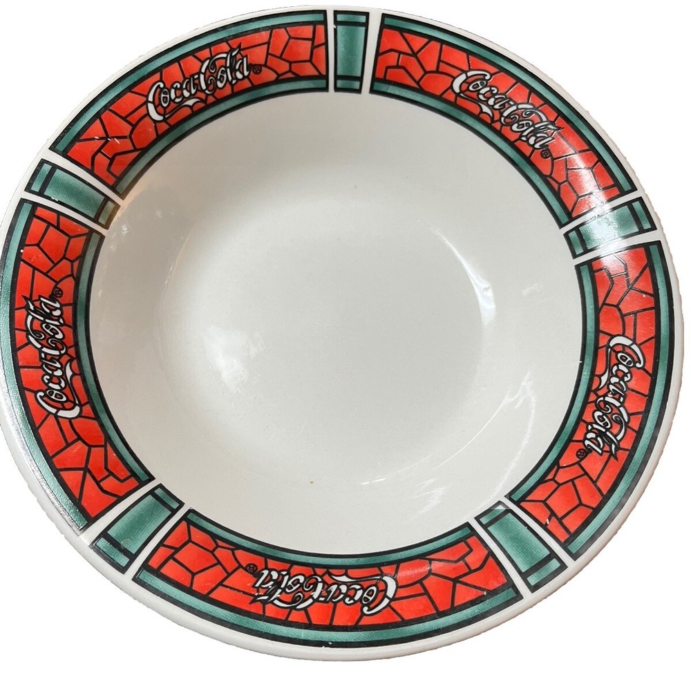 Gibson Coca Cola Stained Glass Soup Cereal Bowl 6-Piece Set