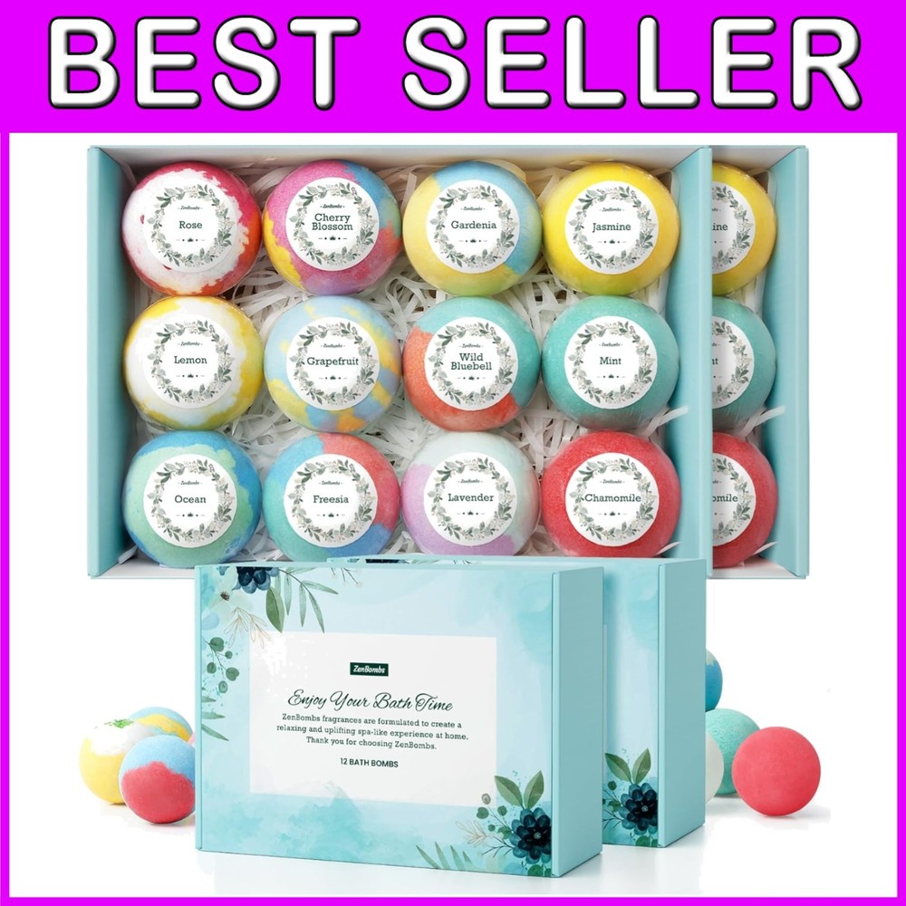24pcs Handmade Bath Bombs Set - Shea Butter, 12 Scents