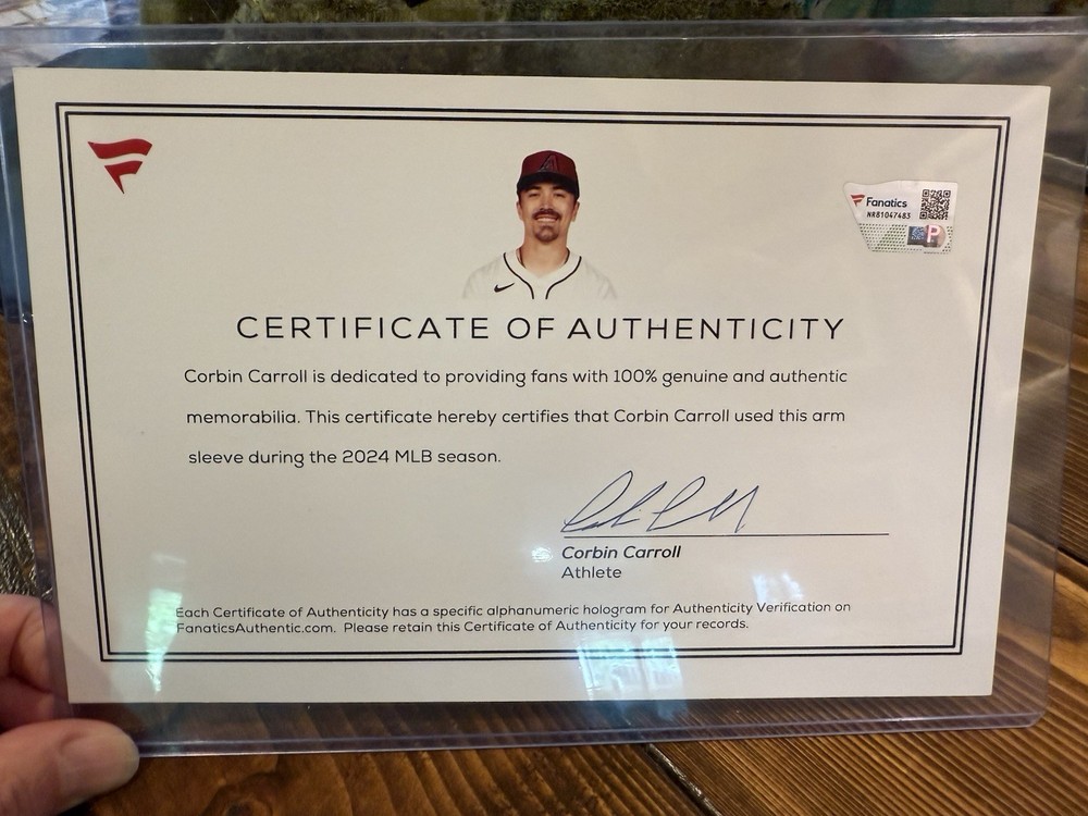 Corbin Carroll Game-Worn Armband with Signed Fanatics COA