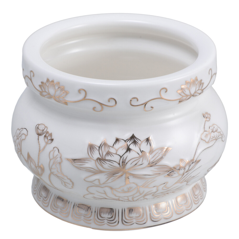 Buddhist Incense Holder Powder Burner Ceramic Decorative Bowl White
