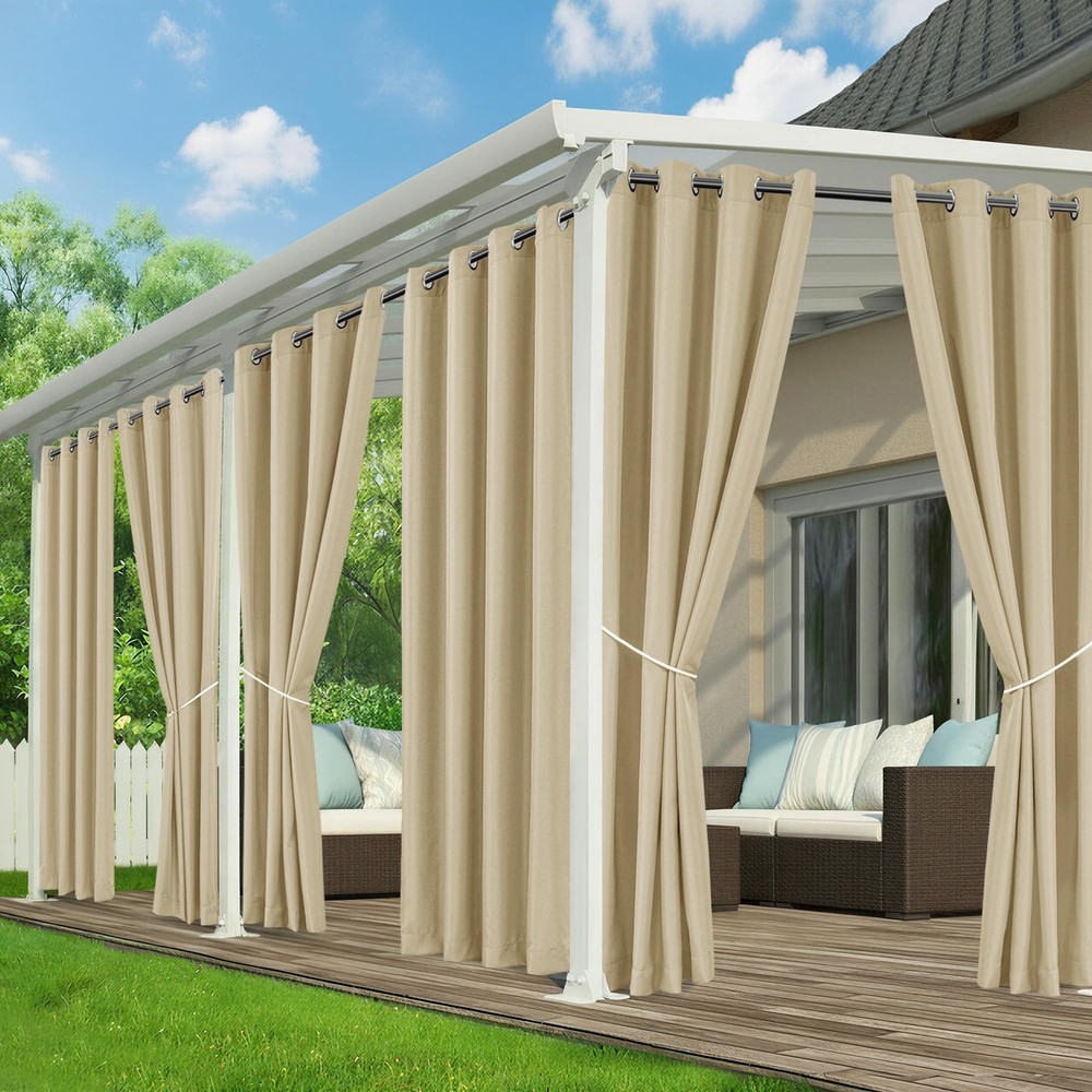 Outdoor Curtains for Patio Waterproof - 6 Panels Privacy Weatherproof Outside