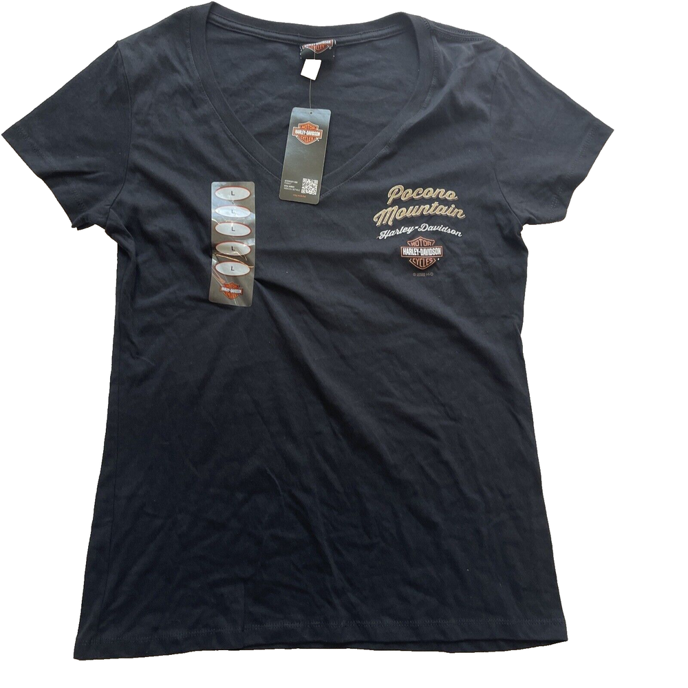 Harley-Davidson Women’s Black T-Shirt Size L Pocono Mountain NEW