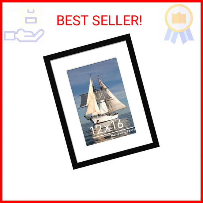 PEALSN 12x16 Picture Frame, Display Pictures 8.5x11 with Mat or 12 x 16 Without
