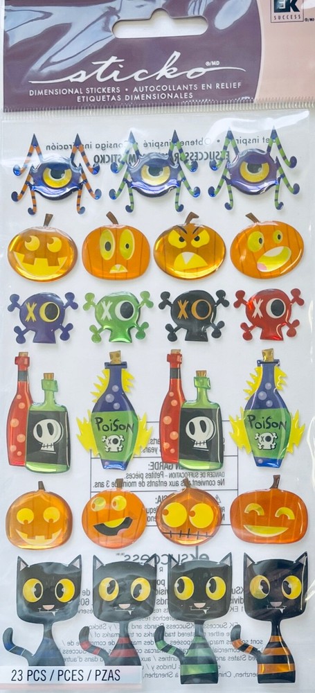 Pegatinas epoxi Sticko Halloween calabaza negra gatos planificador suministro libro de recortes