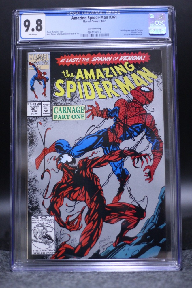 Amazing Spider-Man (1963) #361 2nd Print Silver Ink CGC 9.8 WH Pages 1st Carnage