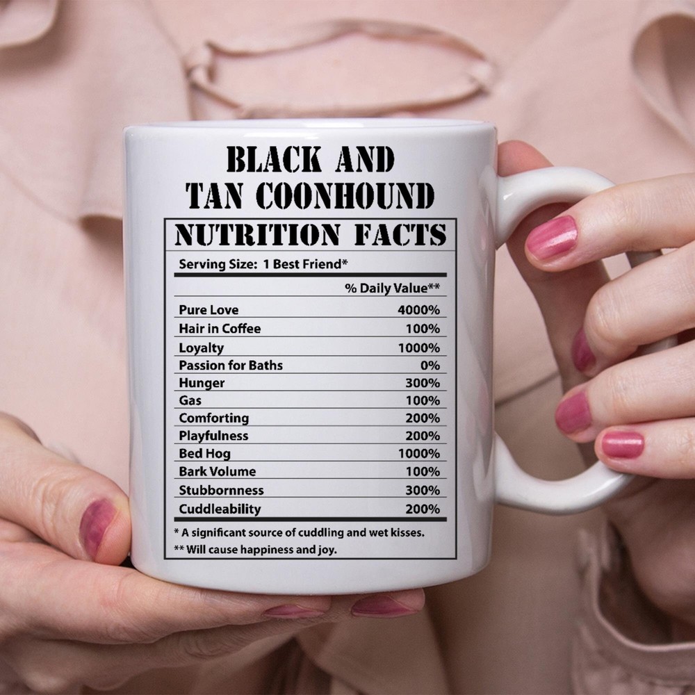 Funny Black And Tan Coonhound Gifts Nutritional Facts White Coffee Mug