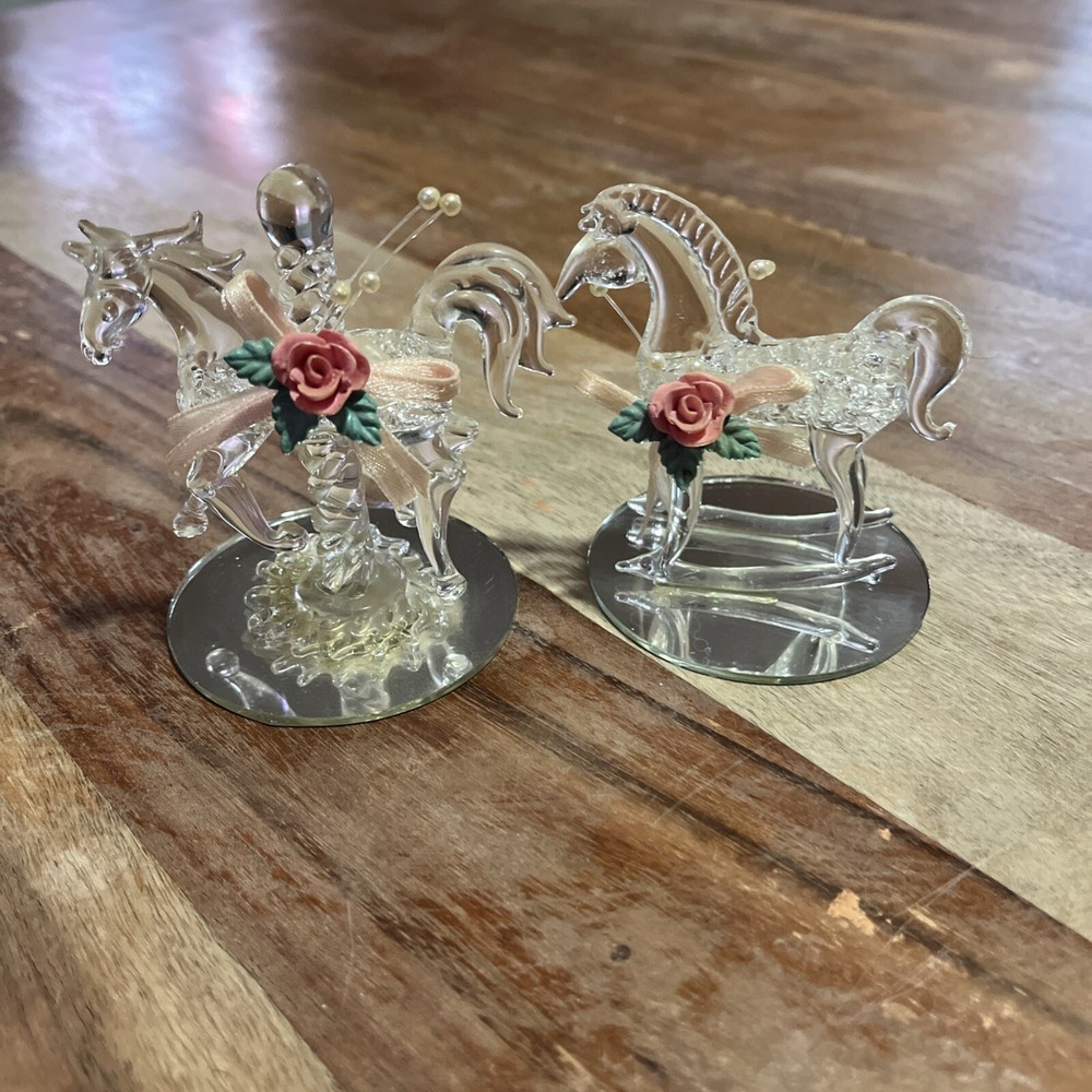 DURA BEST CREATIONS CRYSTAL & GLASS HAND MADE CAROUSEL HORSE & Rocking Horse