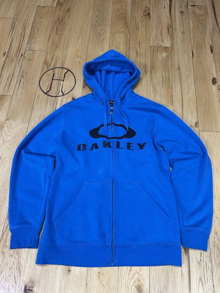 Vintage Y2K Oakley Hoodie Mens Large Full Zip Fleece Big Logo Surf Skate 2000s